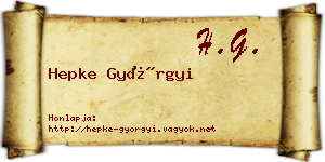 Hepke Györgyi névjegykártya